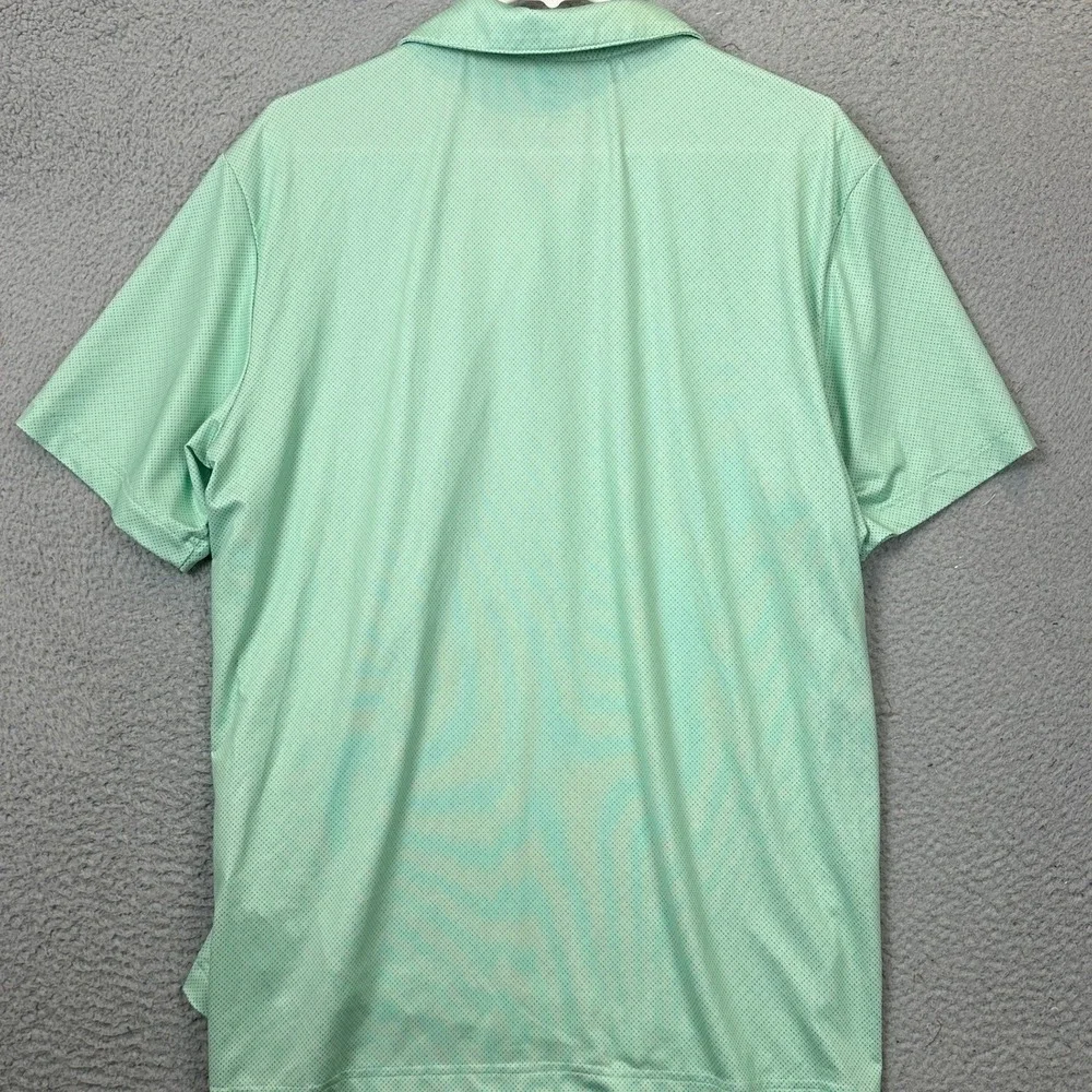 Adidas Golf Polo Shirt Mens Large Performance Mint Green Micro-Dot Stretch Rugby